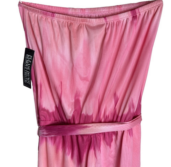 New York & Co Sweet Pea Pink Tie-Dye Strapless Boho Wide-Leg Jumpsuit XS New - Picture 9 of 17